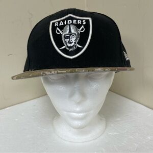NFL Las Vegas Raiders Support The Troops Camo Brim Hat Size 7 3/8